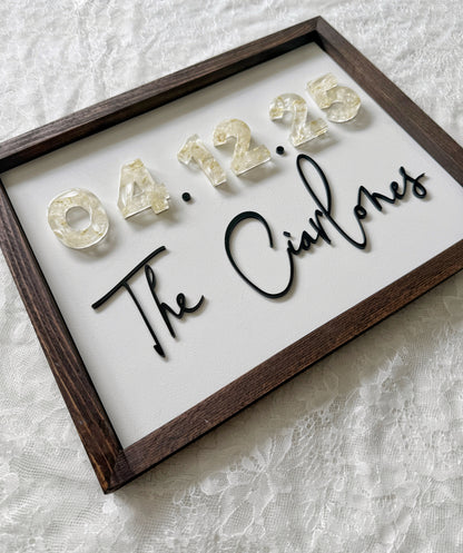 Floral Date Sign - Add On Item